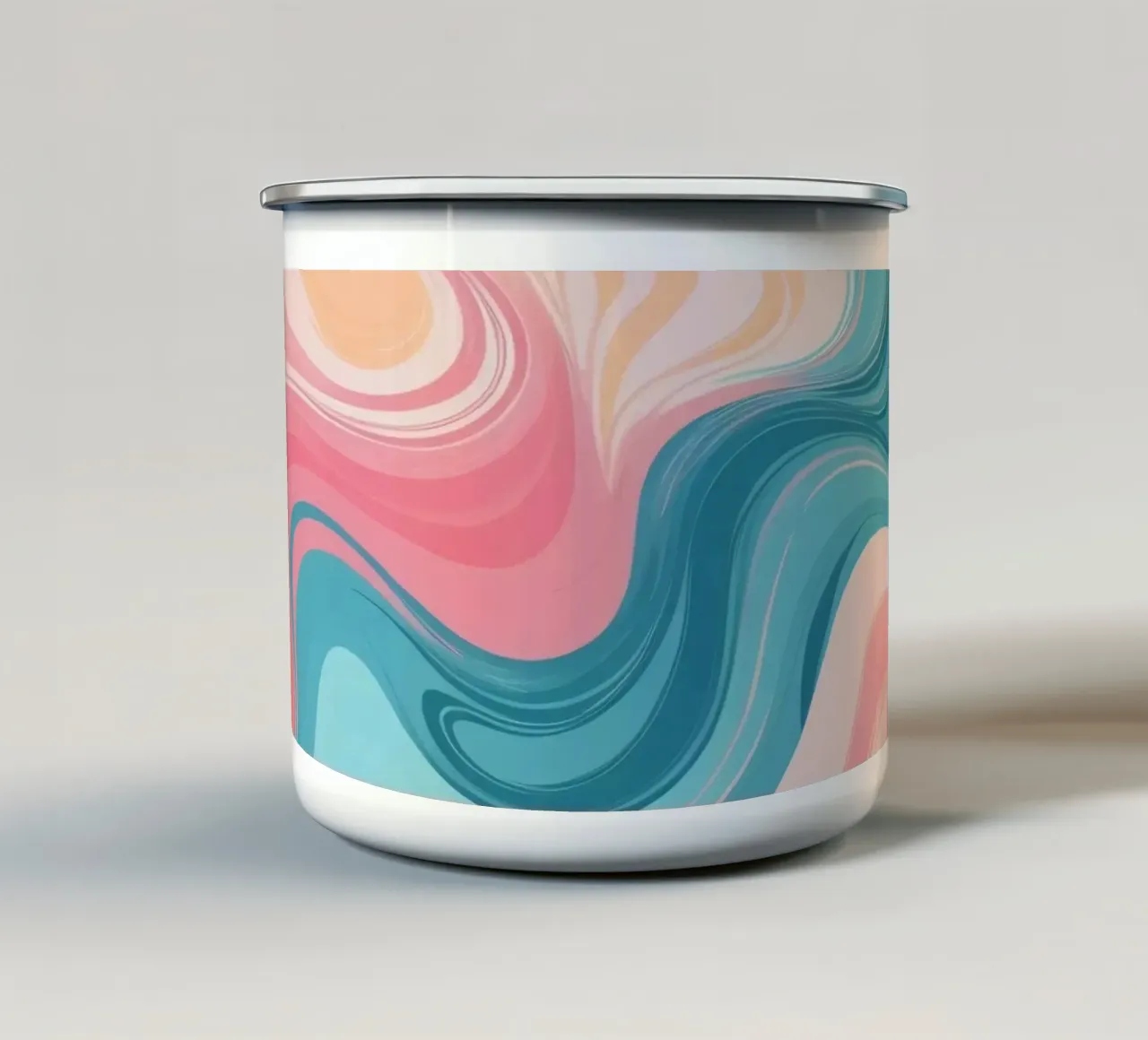 Vortici astratti colorati di rosa e blu tazza in smalto da DesignDoodle