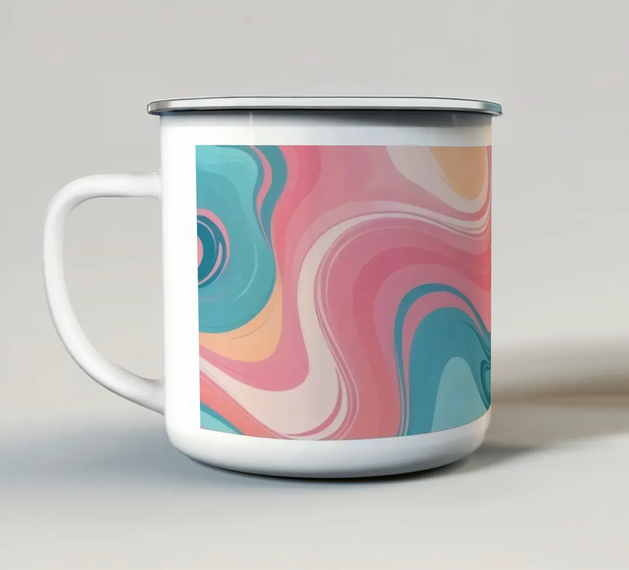 Vortici astratti colorati di rosa e blu tazza in smalto da DesignDoodle