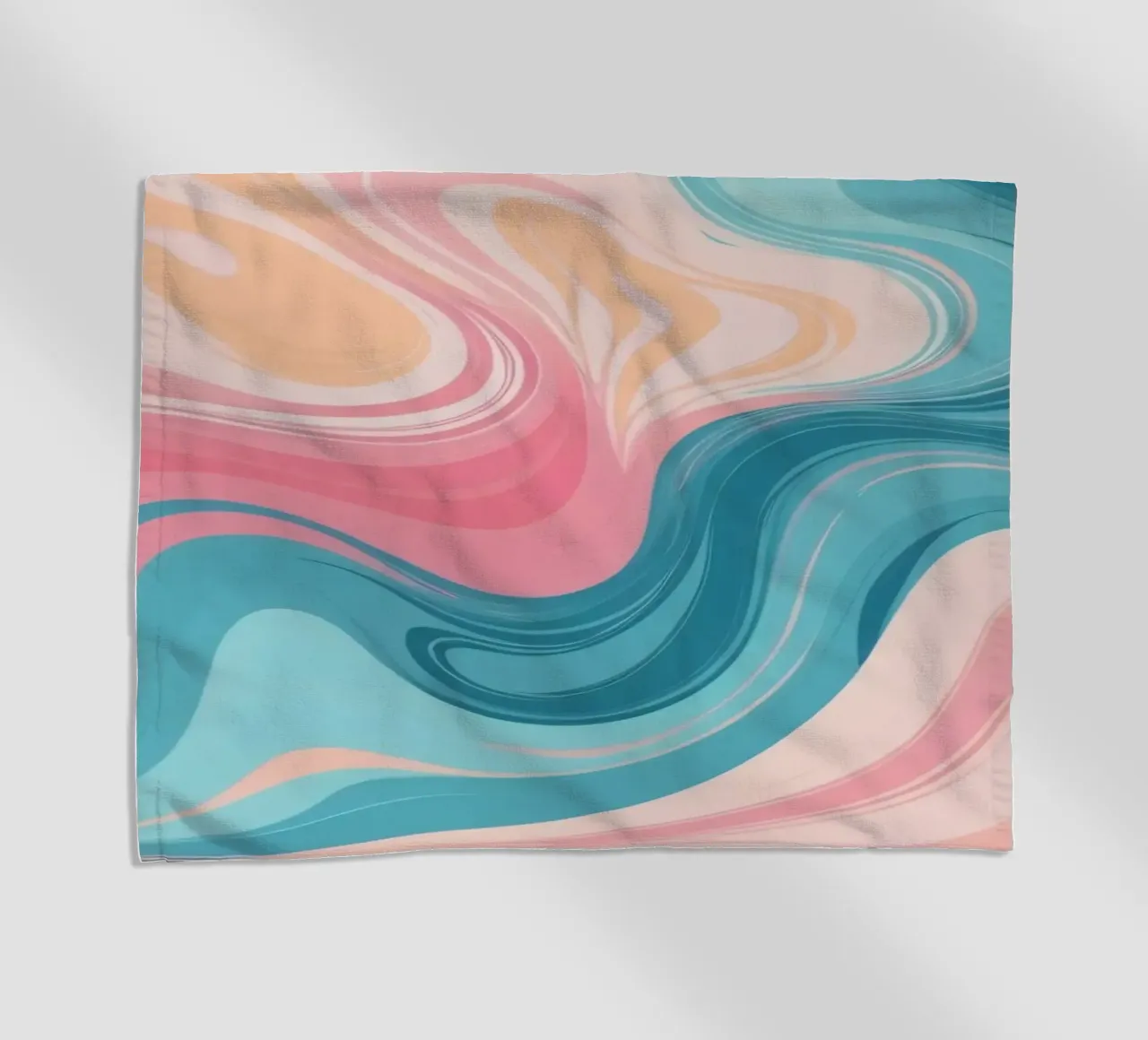 Colorful abstract swirls of pink and blue beach towel by DesignDoodle
