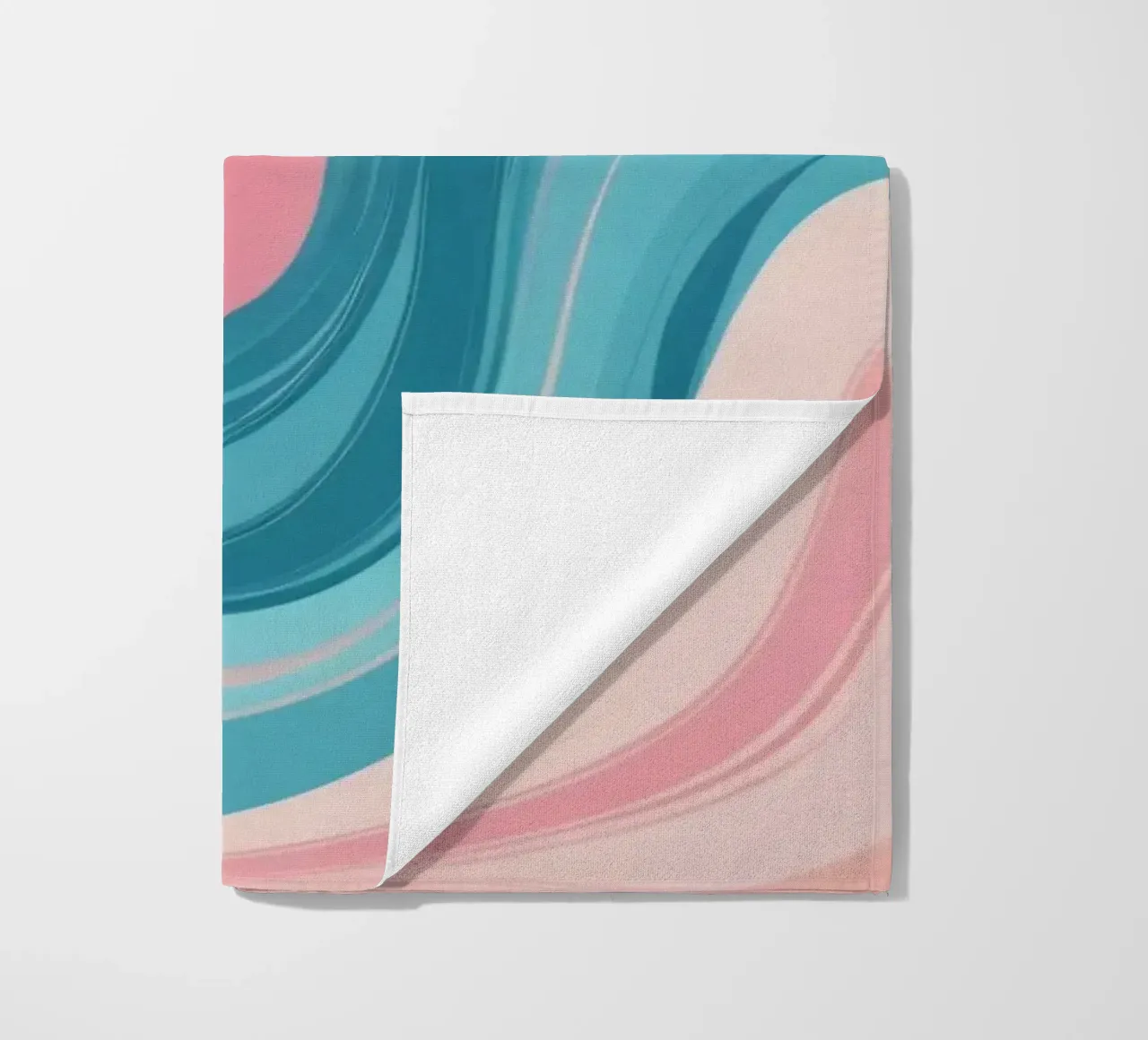 Colorful abstract swirls of pink and blue beach towel by DesignDoodle