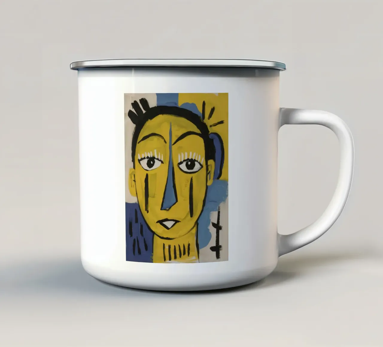 Testa coronata astratta tazza in smalto da Muse Fragments