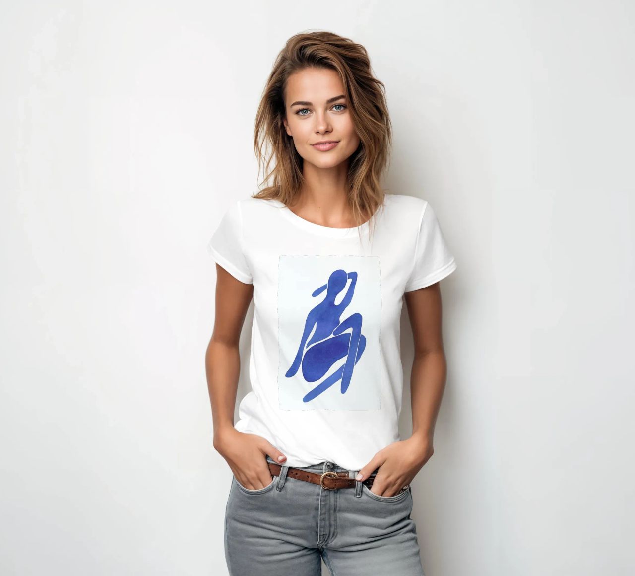Woman in Blue II women's fitted t-shirt by Pure