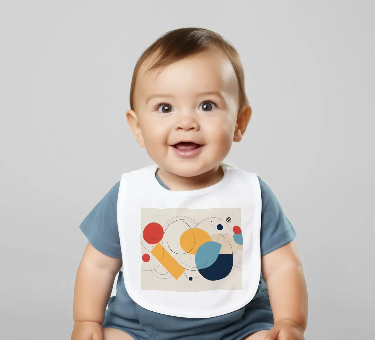 Abstracte geometrische vormen in warme en koele kleuren baby slabbetje van DesignDoodle