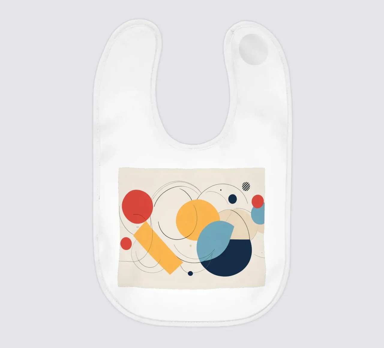 Abstracte geometrische vormen in warme en koele kleuren baby slabbetje van DesignDoodle