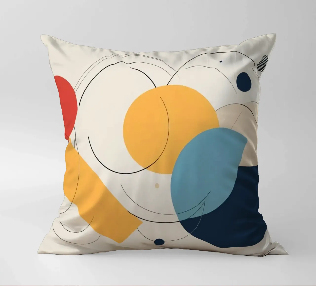 Abstracte geometrische vormen in warme en koele kleuren kussen van DesignDoodle