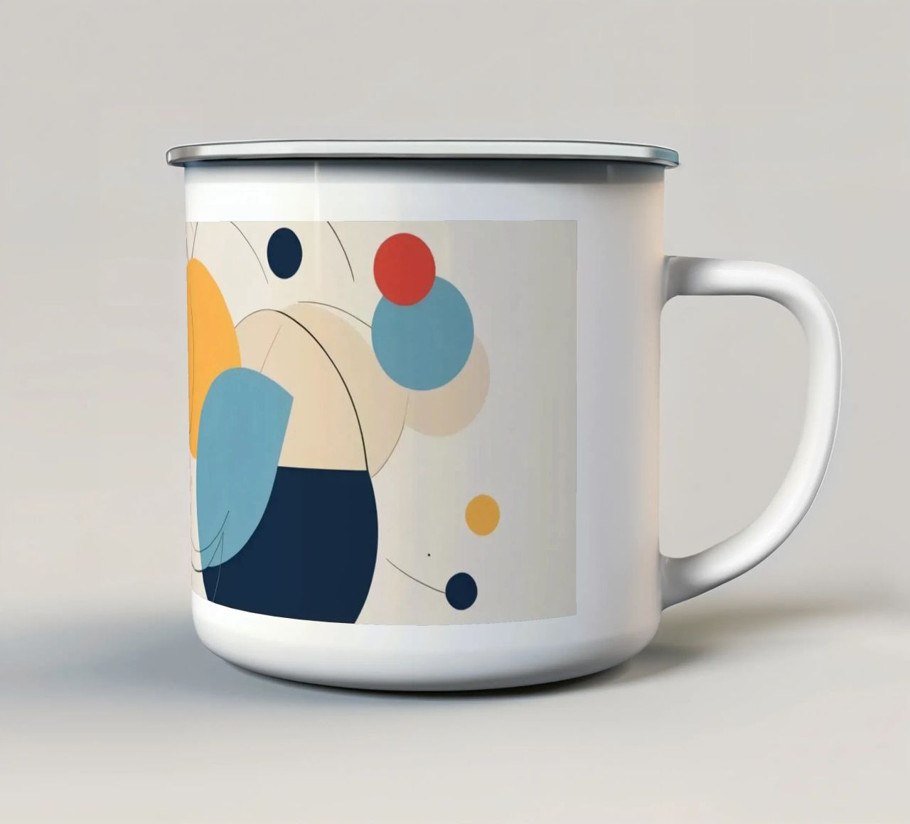 Forme geometriche astratte in colori caldi e freddi tazza in smalto da DesignDoodle