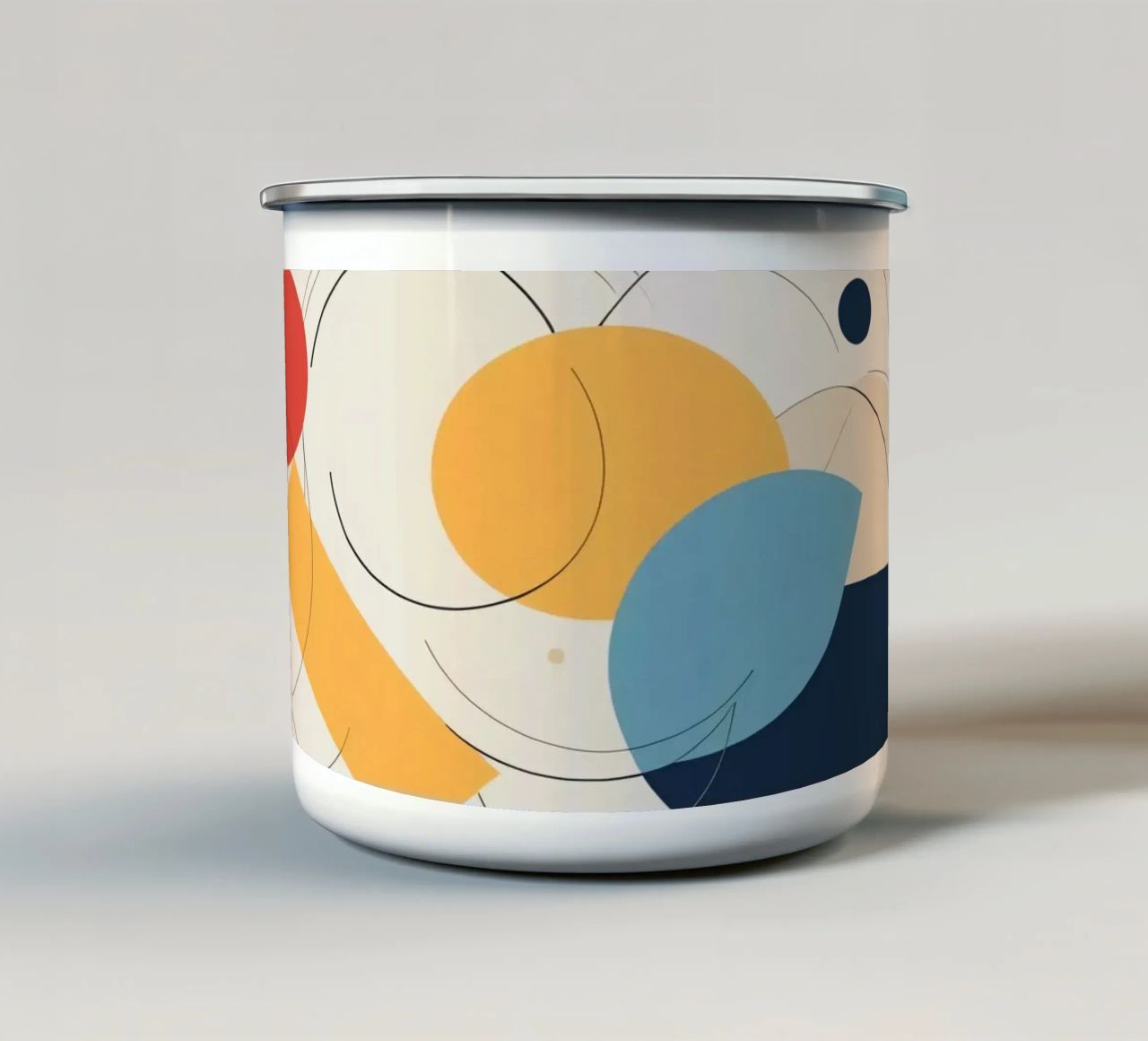 Forme geometriche astratte in colori caldi e freddi tazza in smalto da DesignDoodle