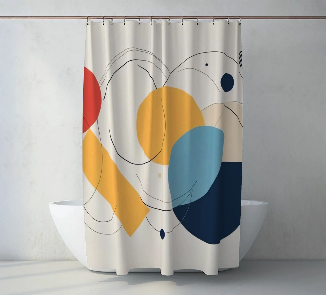 Forme geometriche astratte in colori caldi e freddi tenda da doccia da DesignDoodle