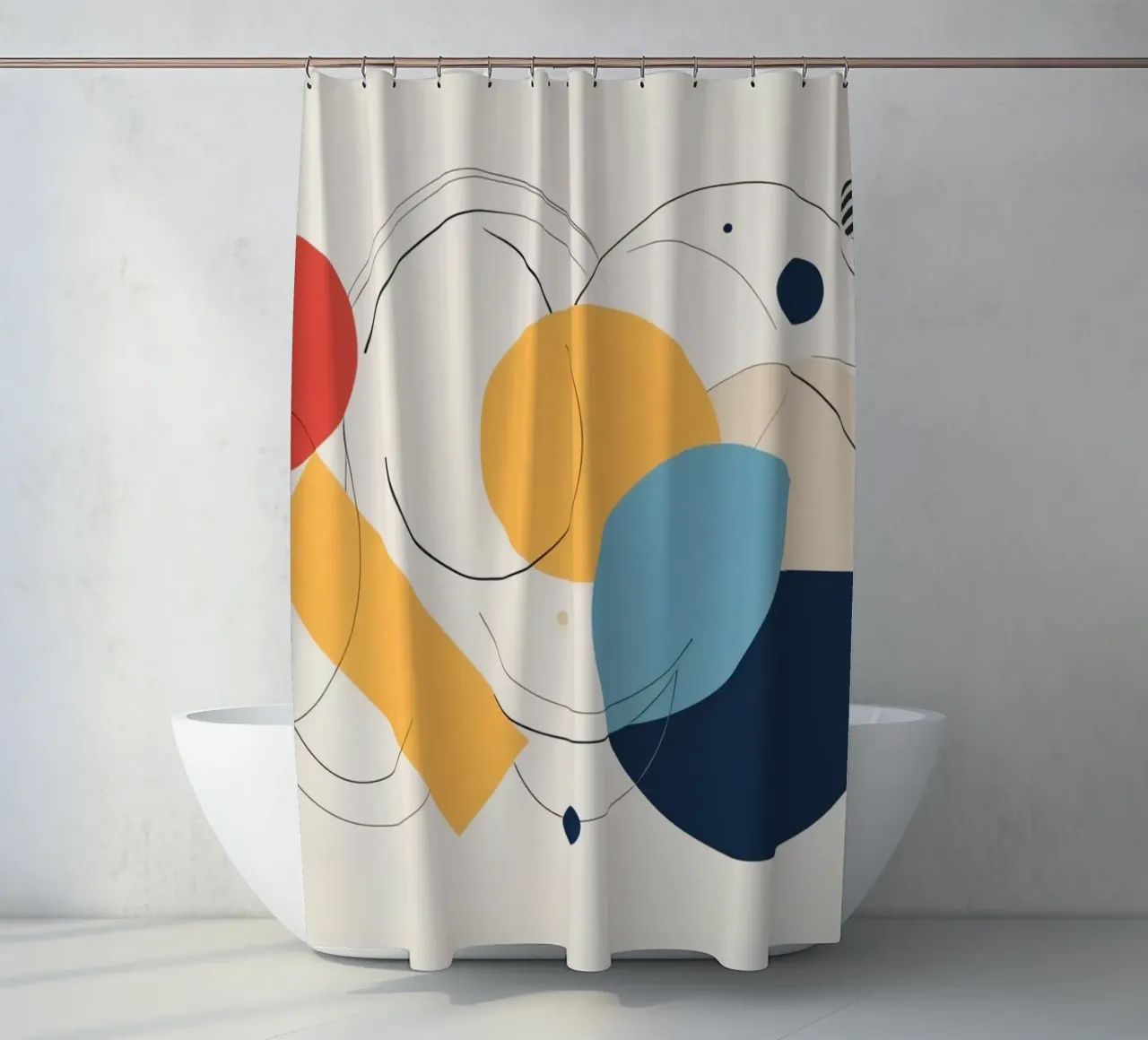 Forme geometriche astratte in colori caldi e freddi tenda da doccia da DesignDoodle