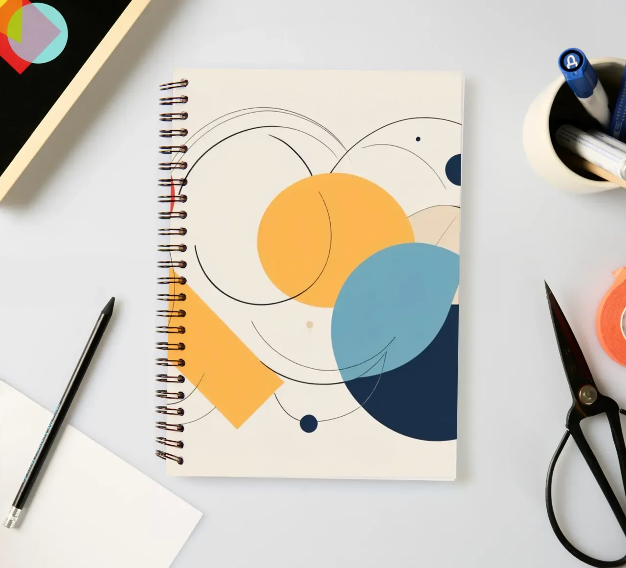 Forme geometriche astratte in colori caldi e freddi diario ad anelli da DesignDoodle