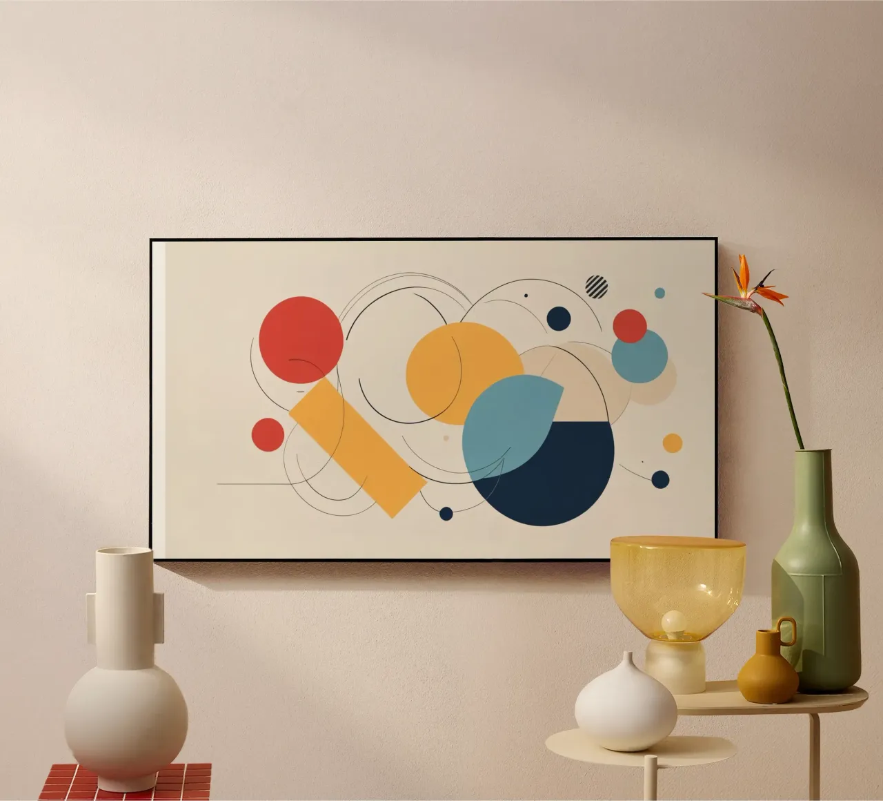 Abstracte geometrische vormen in warme en koele kleuren acryl van DesignDoodle