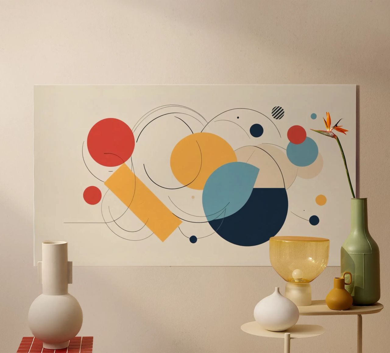 Forme geometriche astratte in colori caldi e freddi plexiglass da DesignDoodle