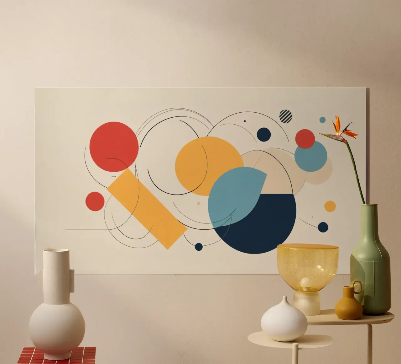 Abstract geometric shapes in warm and cool colors acrylic glass by DesignDoodle