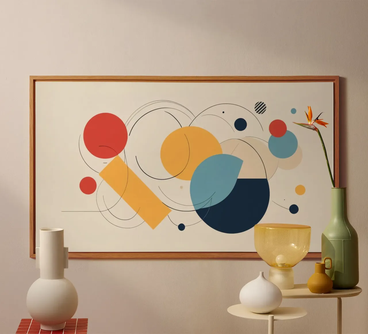 Forme geometriche astratte in colori caldi e freddi alluminio dibond da DesignDoodle