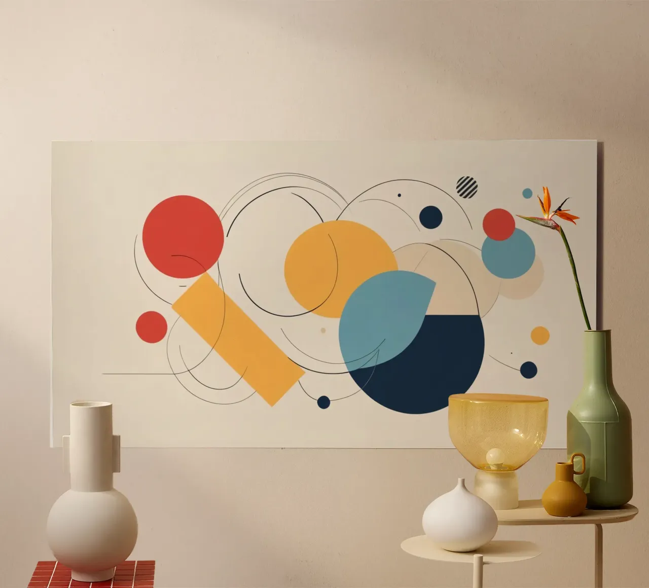 Forme geometriche astratte in colori caldi e freddi alluminio dibond da DesignDoodle