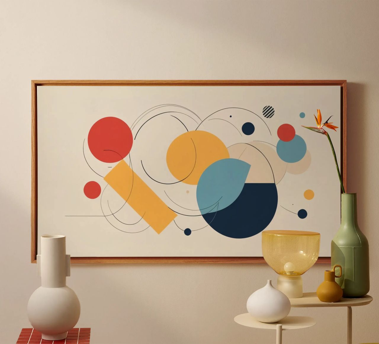 Forme geometriche astratte in colori caldi e freddi tela da DesignDoodle