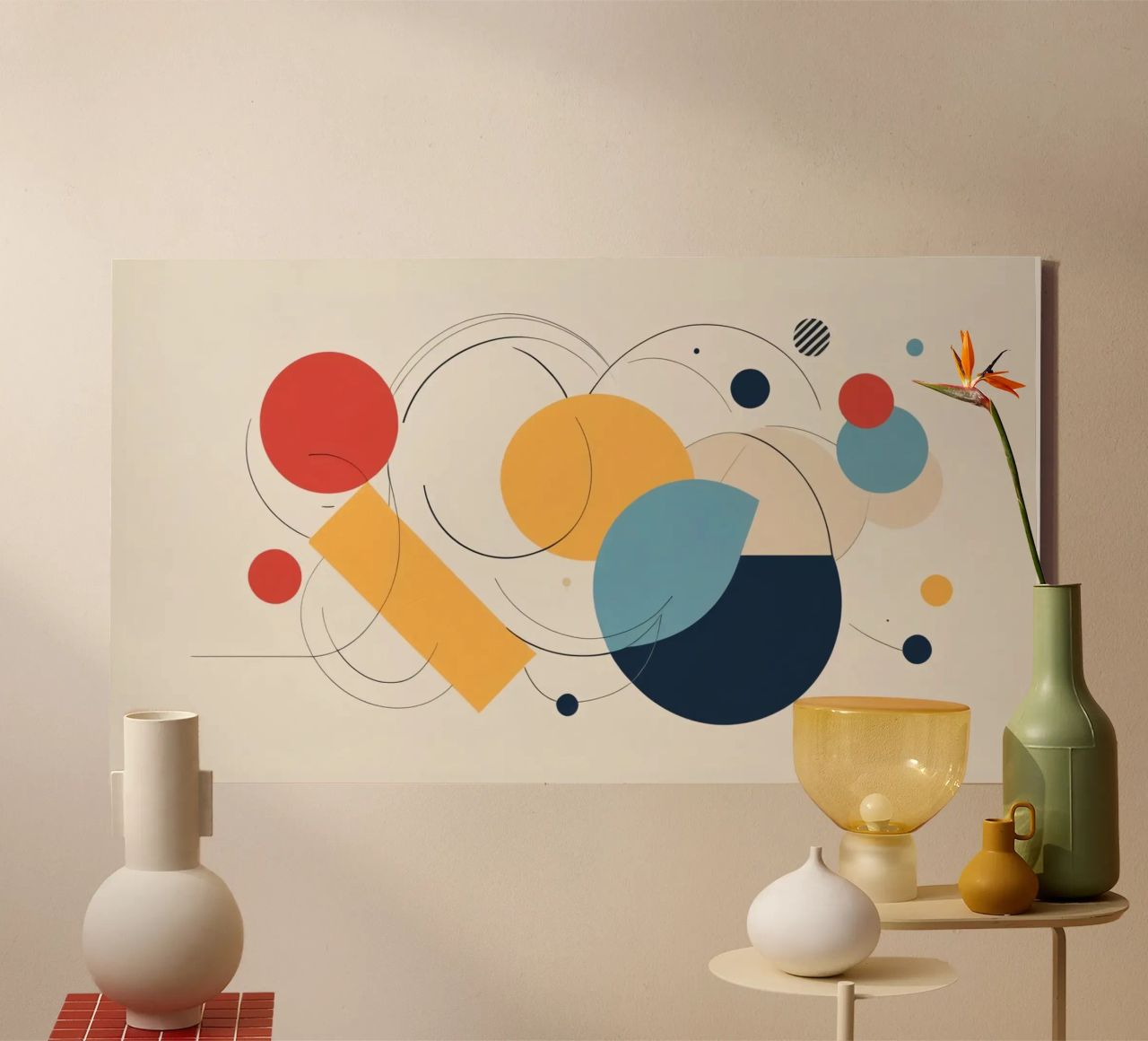 Forme geometriche astratte in colori caldi e freddi tela da DesignDoodle