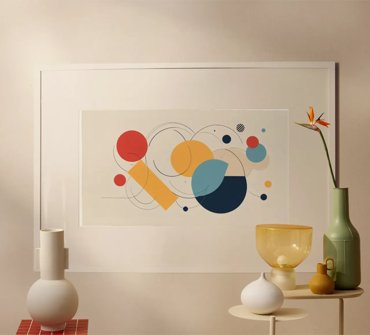 Forme geometriche astratte in colori caldi e freddi carta hahnemühle da DesignDoodle