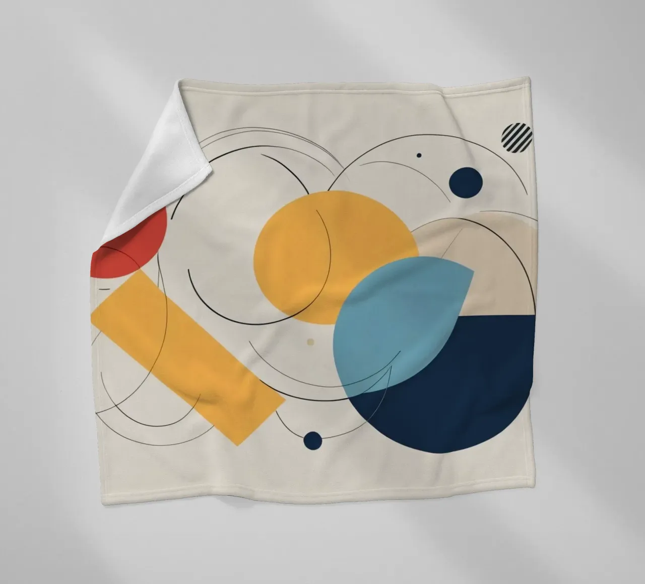 Abstract geometric shapes in warm and cool colors fleece blanket by DesignDoodle