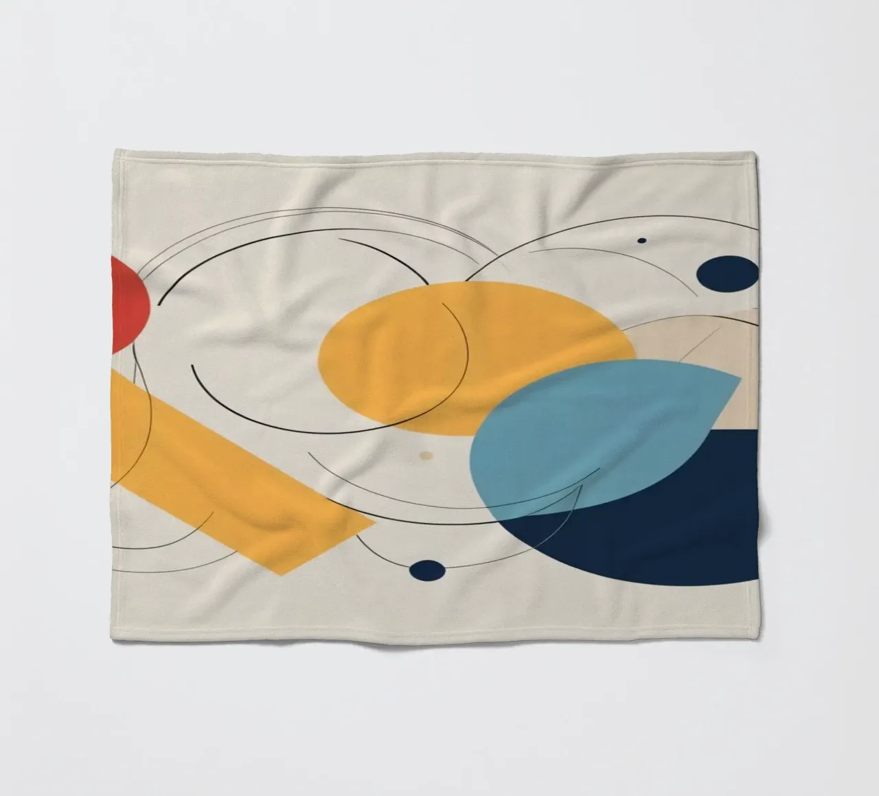 Abstract geometric shapes in warm and cool colors fleece blanket by DesignDoodle