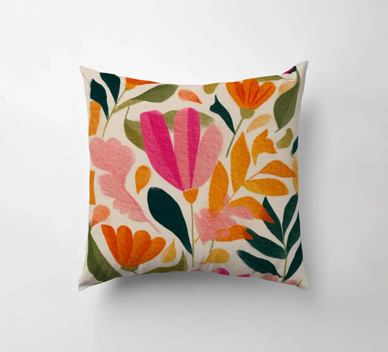 Botanical Abstract Pink, Orange and Green cuscino da Gypsy Galleria
