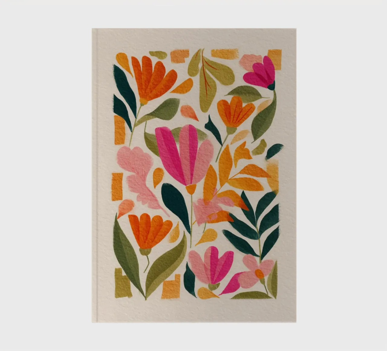 Botanical Abstract Pink, Orange and Green notebook by Gypsy Galleria