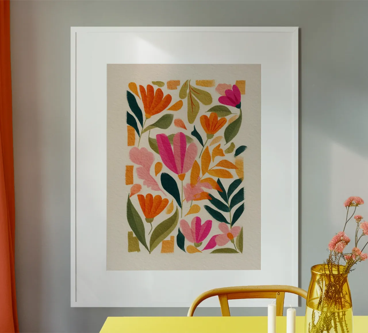 Botanical Abstract Pink, Orange and Green poster by Gypsy Galleria