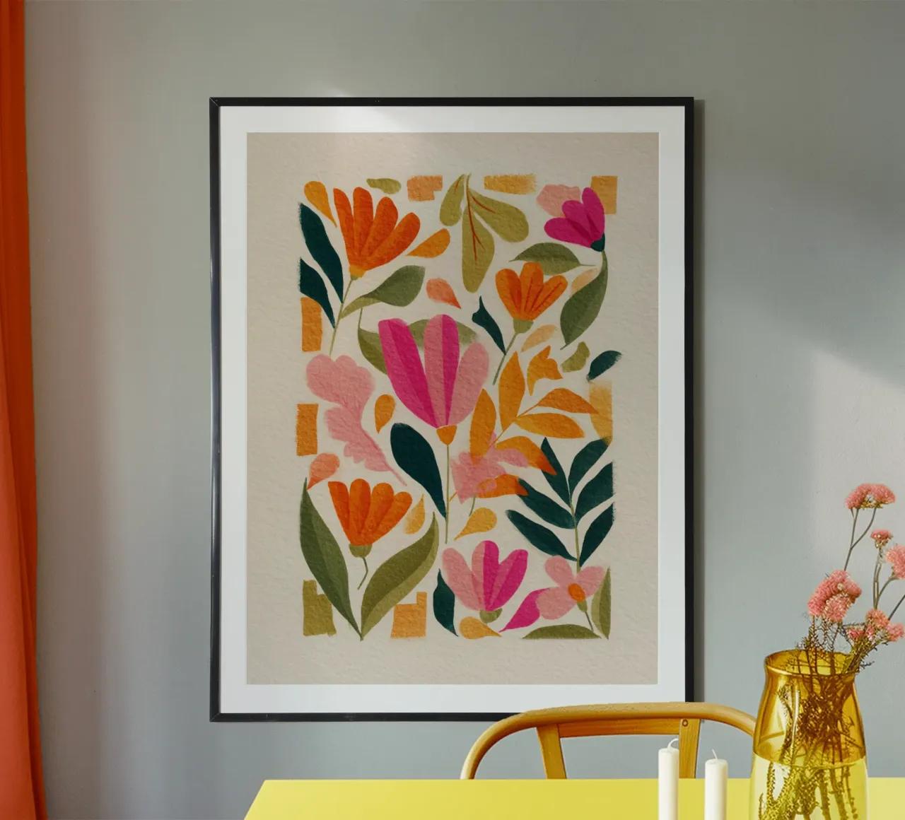 Botanical Abstract Pink, Orange and Green poster by Gypsy Galleria