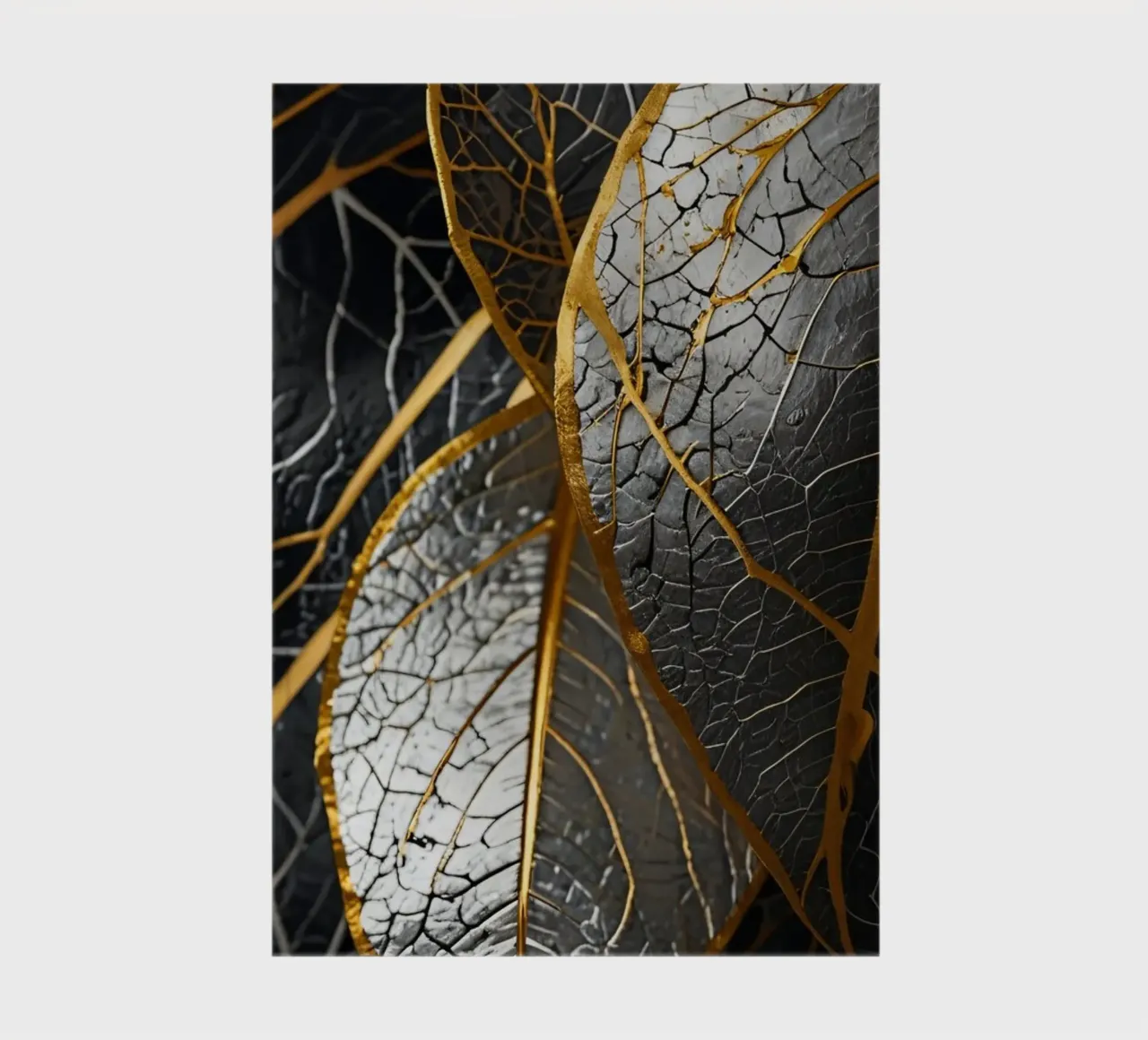 Golden veins of black leaves creating a striking contrast notebook by DesignDoodle