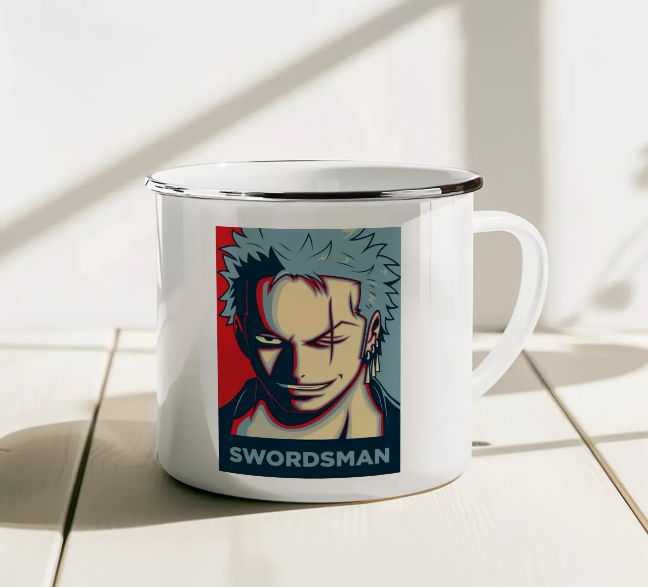 Lo Spadaccino tazza in smalto da Waylons Studio