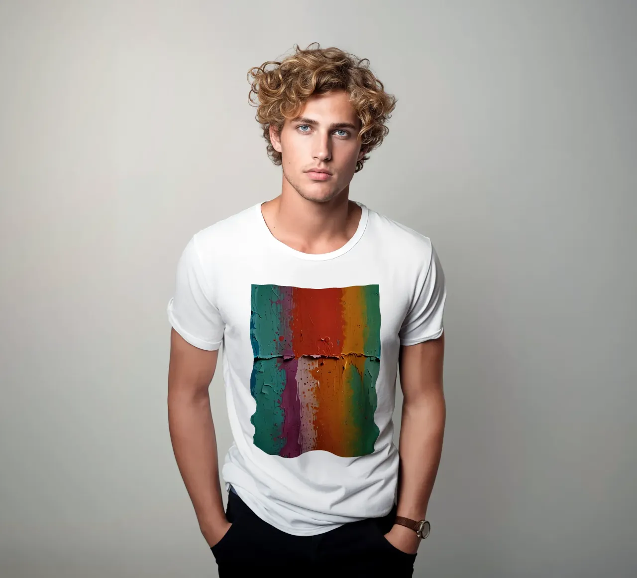 Vibrant abstract wall art showcasing a spectrum of colors t-shirt by DesignDoodle