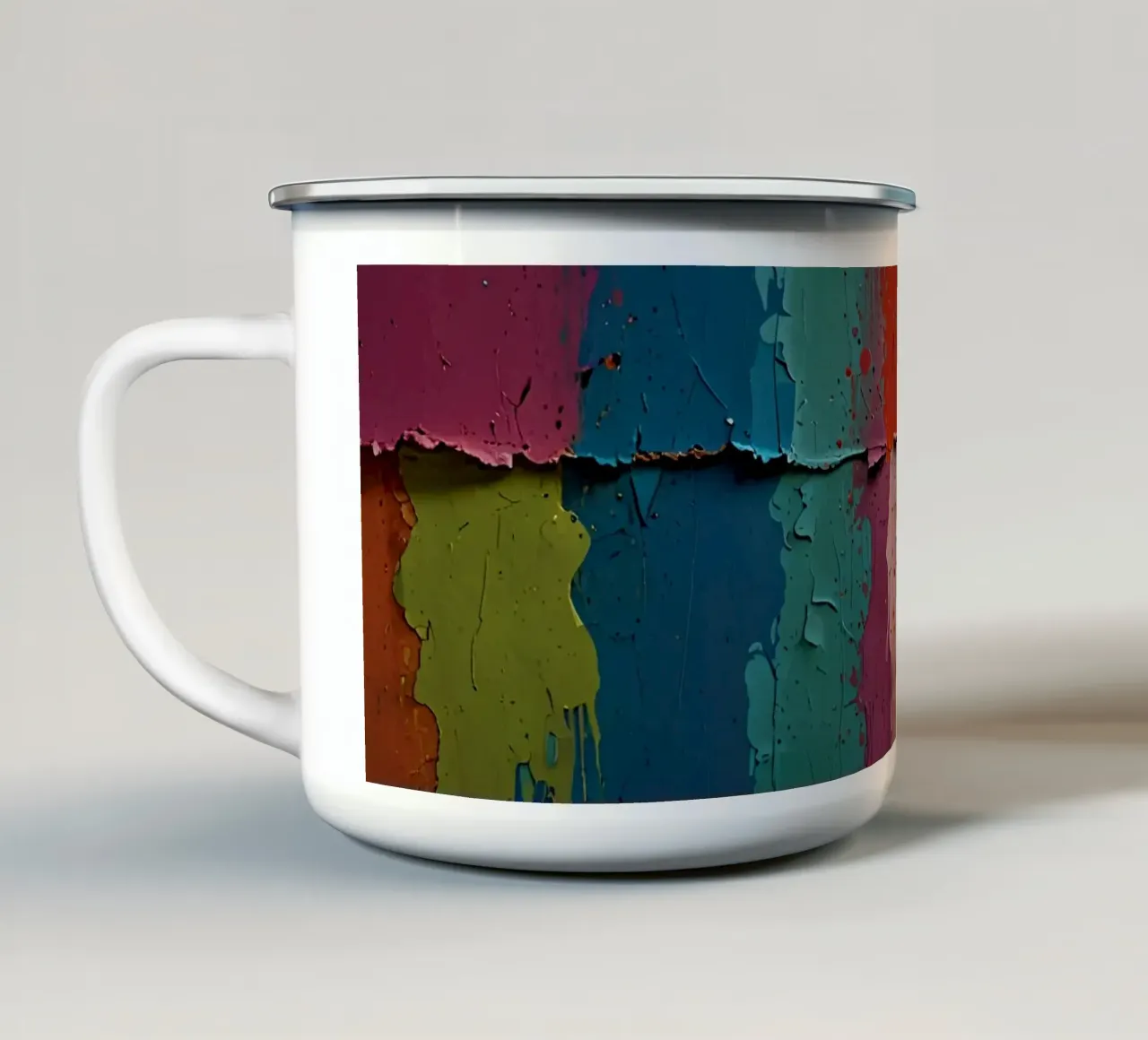 Vibrant abstract wall art showcasing a spectrum of colors enamel mug by DesignDoodle