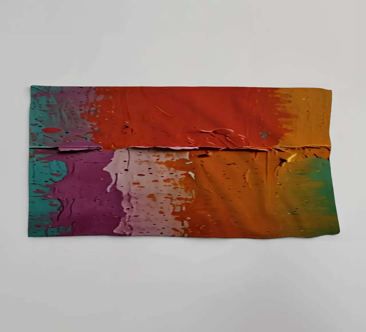 Vibrant abstract wall art showcasing a spectrum of colors towel by DesignDoodle