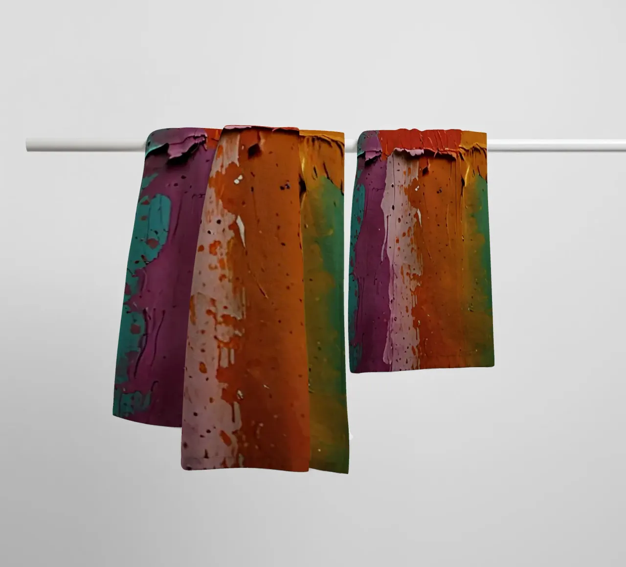 Vibrant abstract wall art showcasing a spectrum of colors towel by DesignDoodle