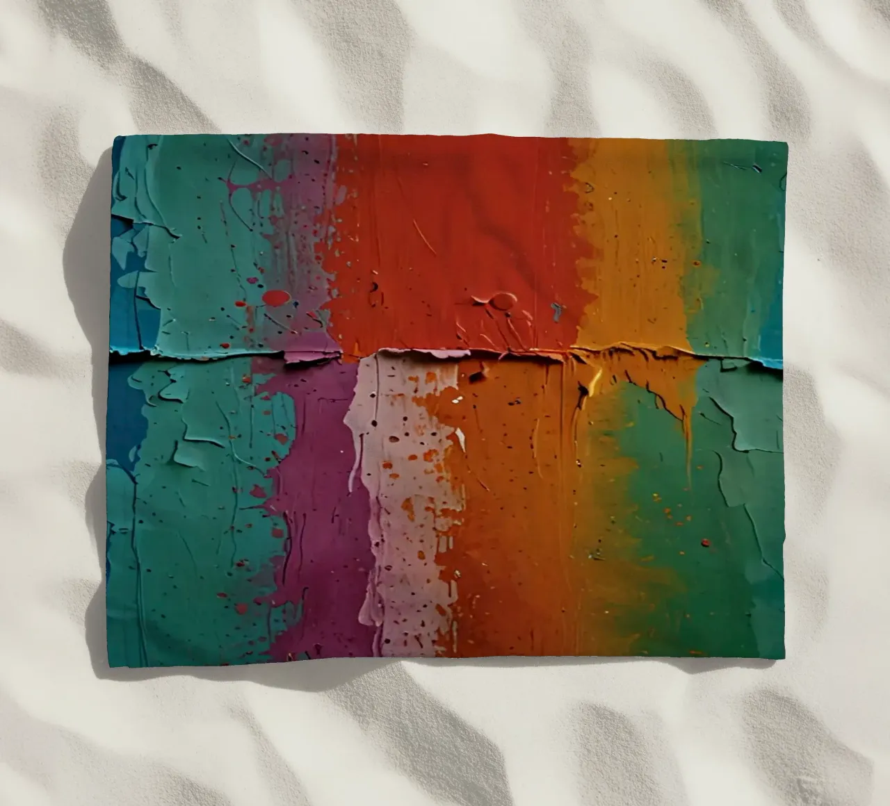 Vibrant abstract wall art showcasing a spectrum of colors beach towel by DesignDoodle