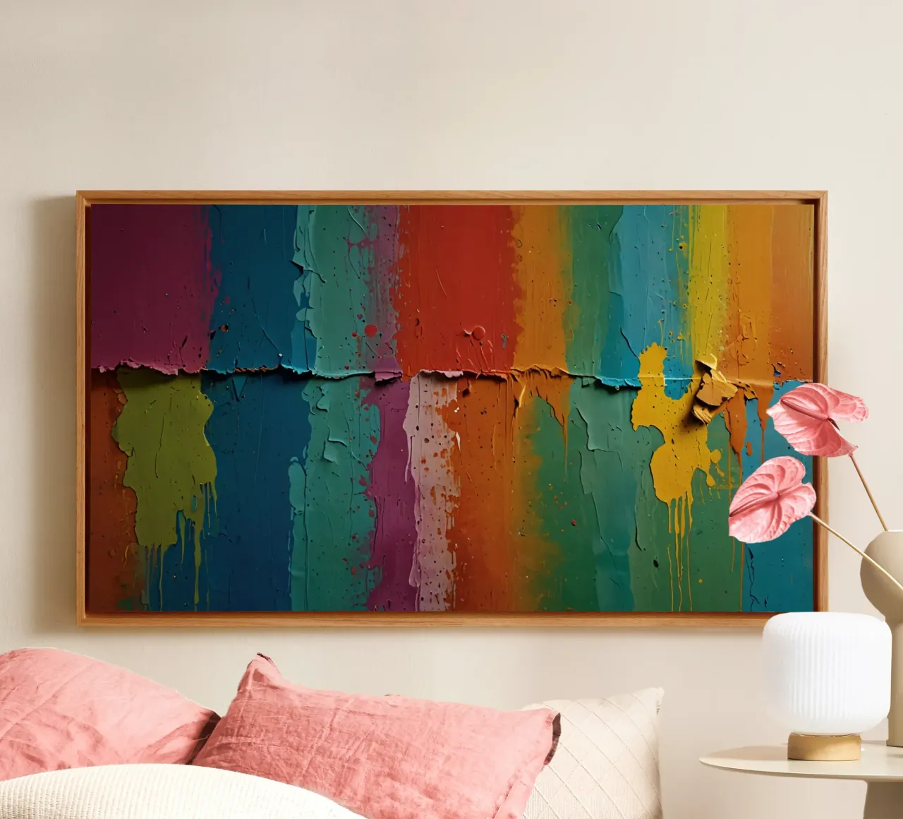 Vibrant abstract wall art showcasing a spectrum of colors canvas by DesignDoodle