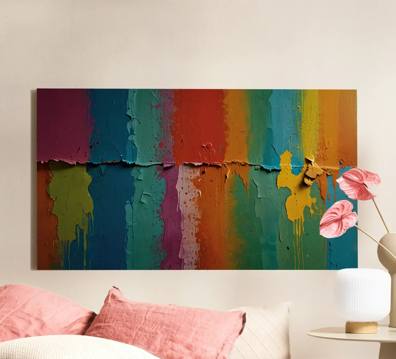Vibrant abstract wall art showcasing a spectrum of colors canvas by DesignDoodle