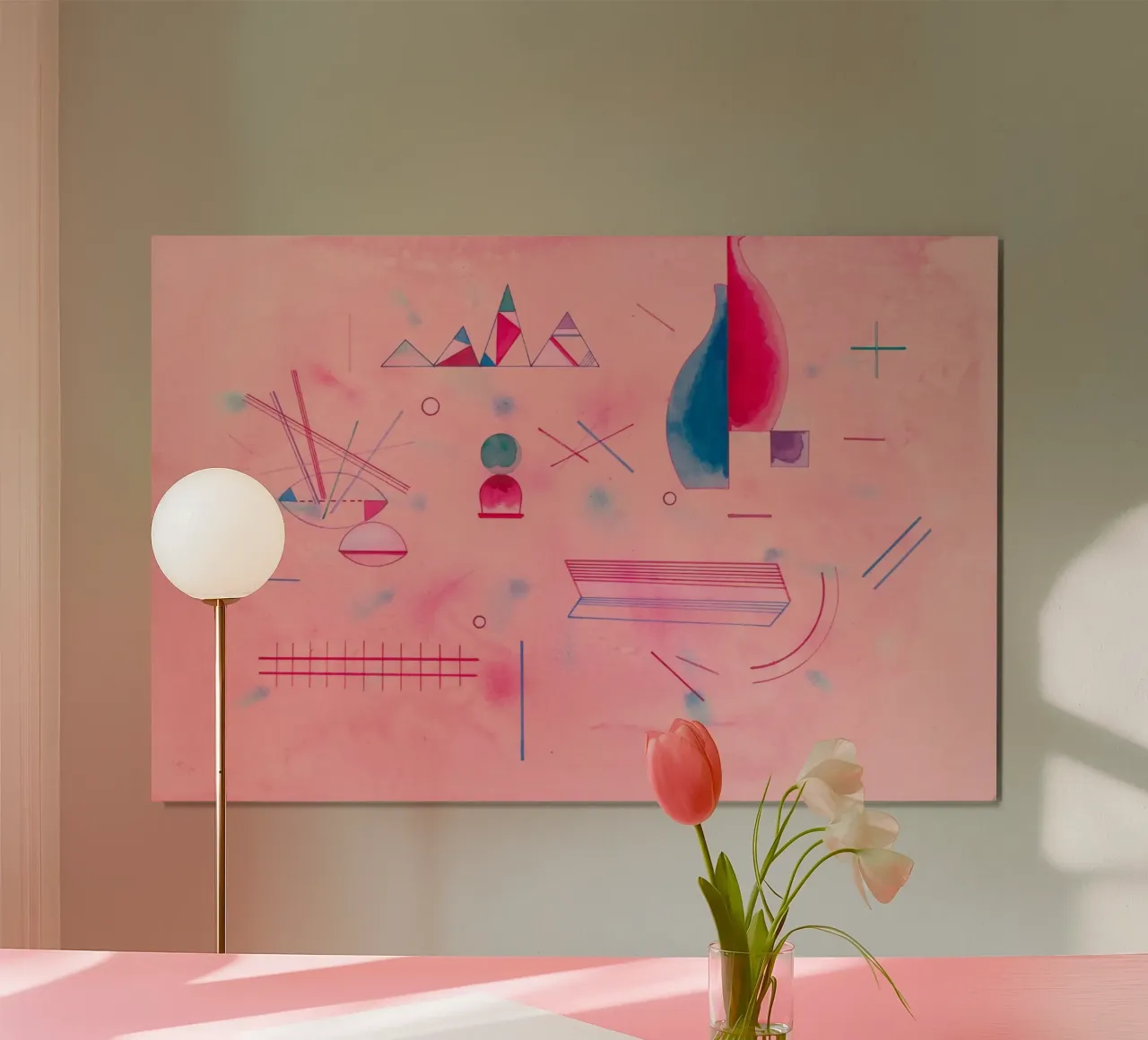 Sticks – The Rose by Vassily Kandinsky poster con telaio in legno da Venus Art