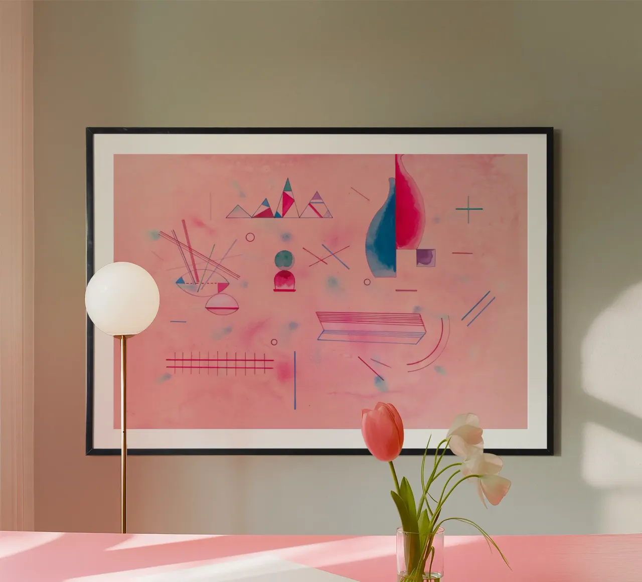 Sticks – The Rose by Vassily Kandinsky poster con telaio in legno da Venus Art