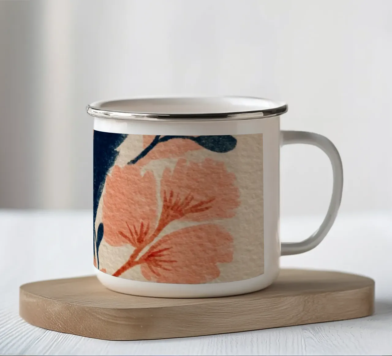 Botanical Abstract Pink, Orange and Blue tazza in smalto da Gypsy Galleria