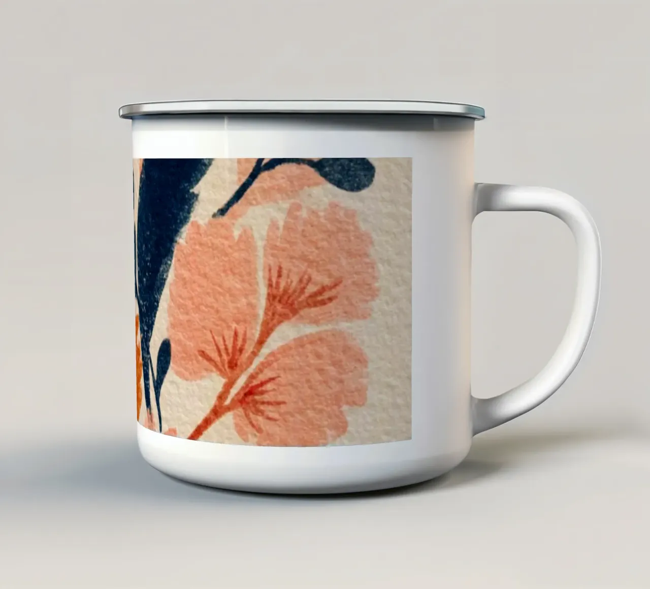 Botanical Abstract Pink, Orange and Blue tazza in smalto da Gypsy Galleria