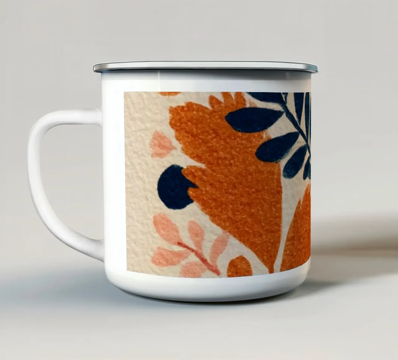 Botanical Abstract Pink, Orange and Blue tazza in smalto da Gypsy Galleria