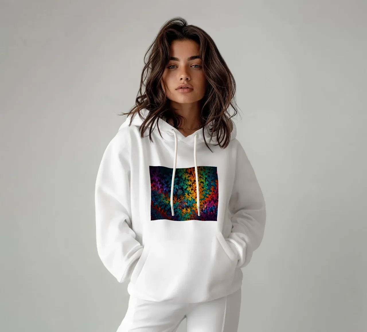 Colorful fractal design showcasing intricate patterns hoodie by DesignDoodle