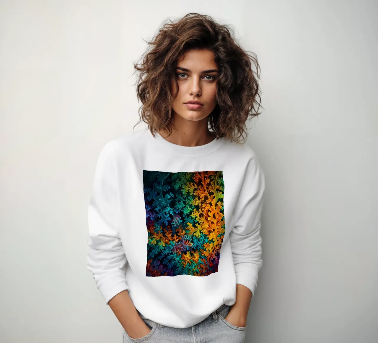 Colorful fractal design showcasing intricate patterns sweatshirt by DesignDoodle