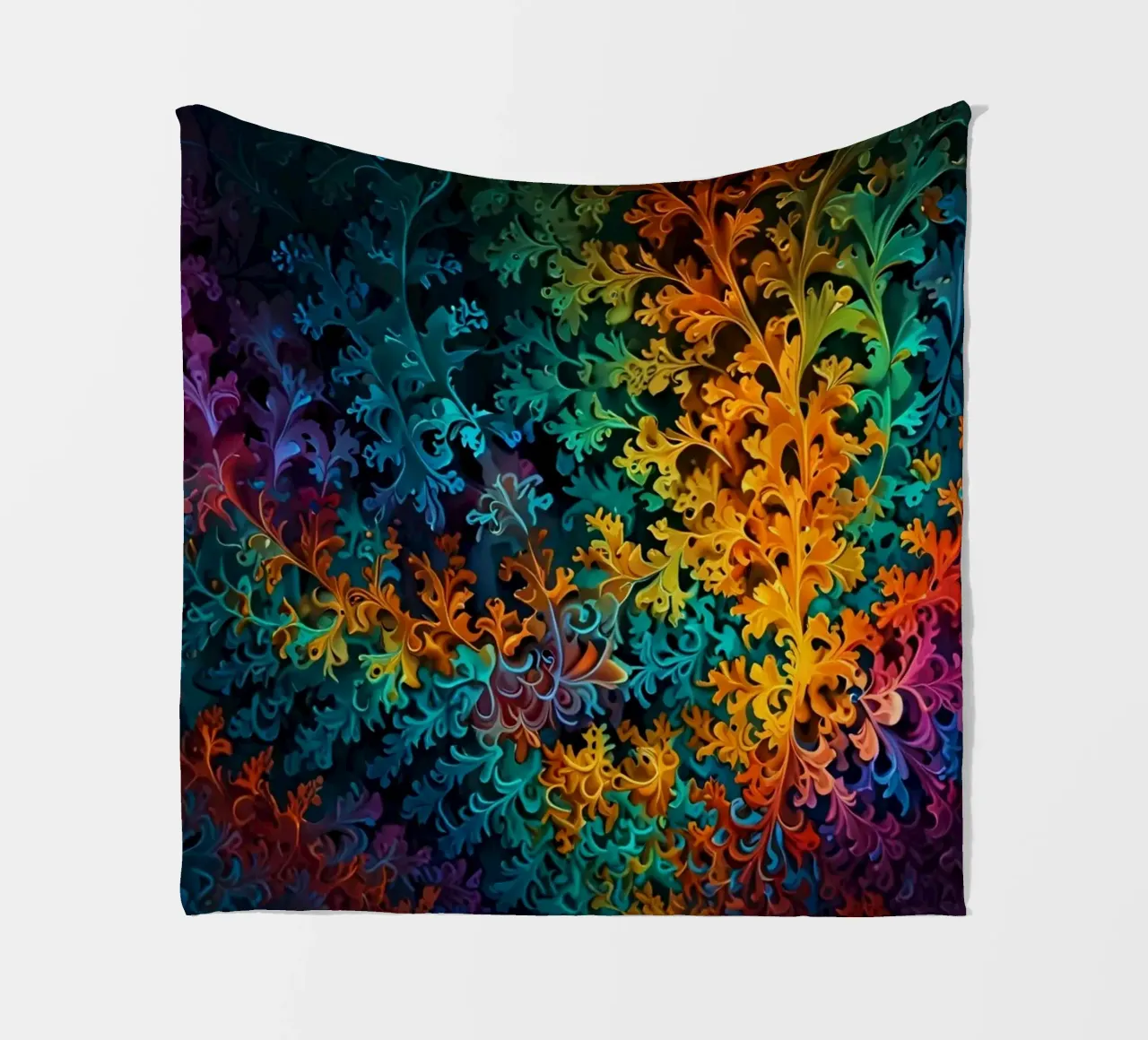 Colorful fractal design showcasing intricate patterns fleece blanket by DesignDoodle