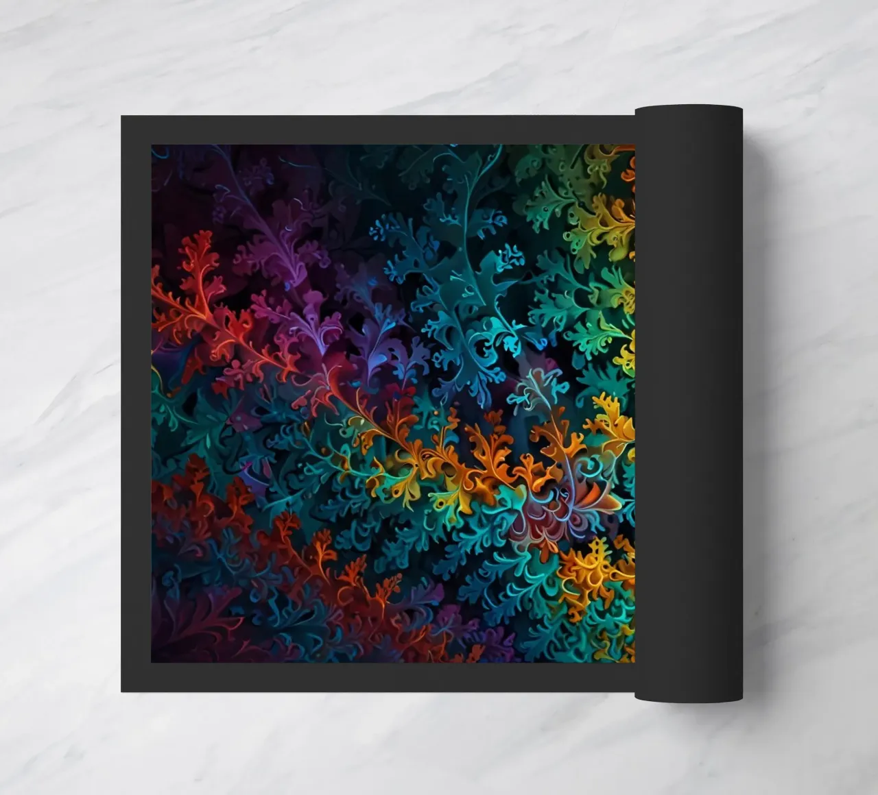 Colorful fractal design showcasing intricate patterns doormat by DesignDoodle