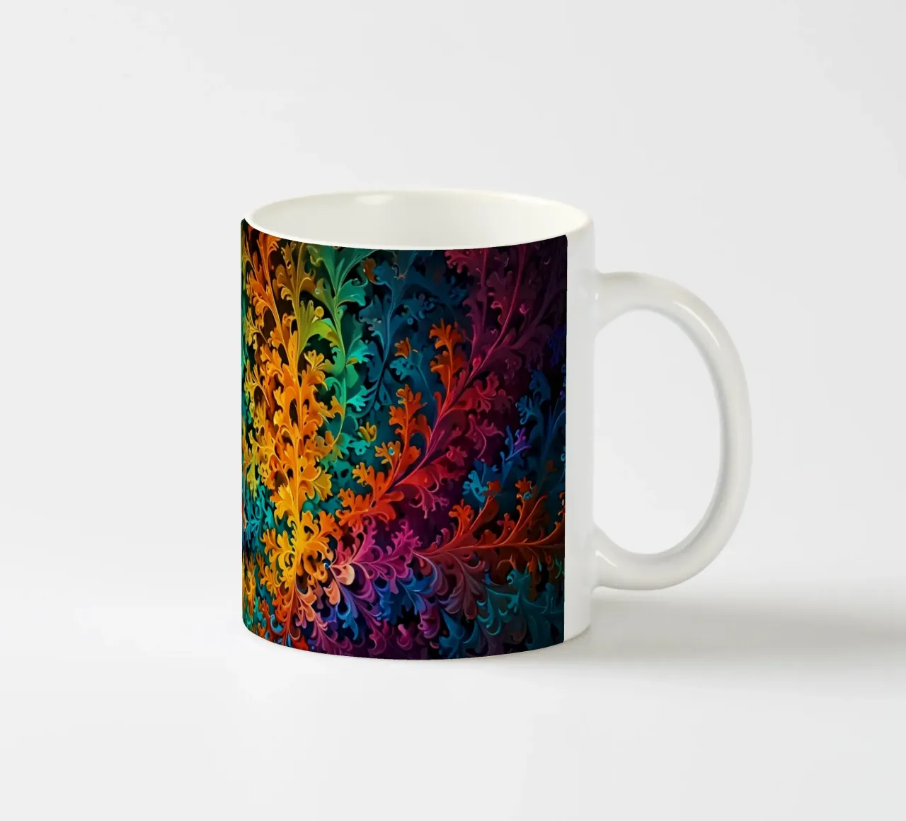 Colorful fractal design showcasing intricate patterns ceramic mug by DesignDoodle