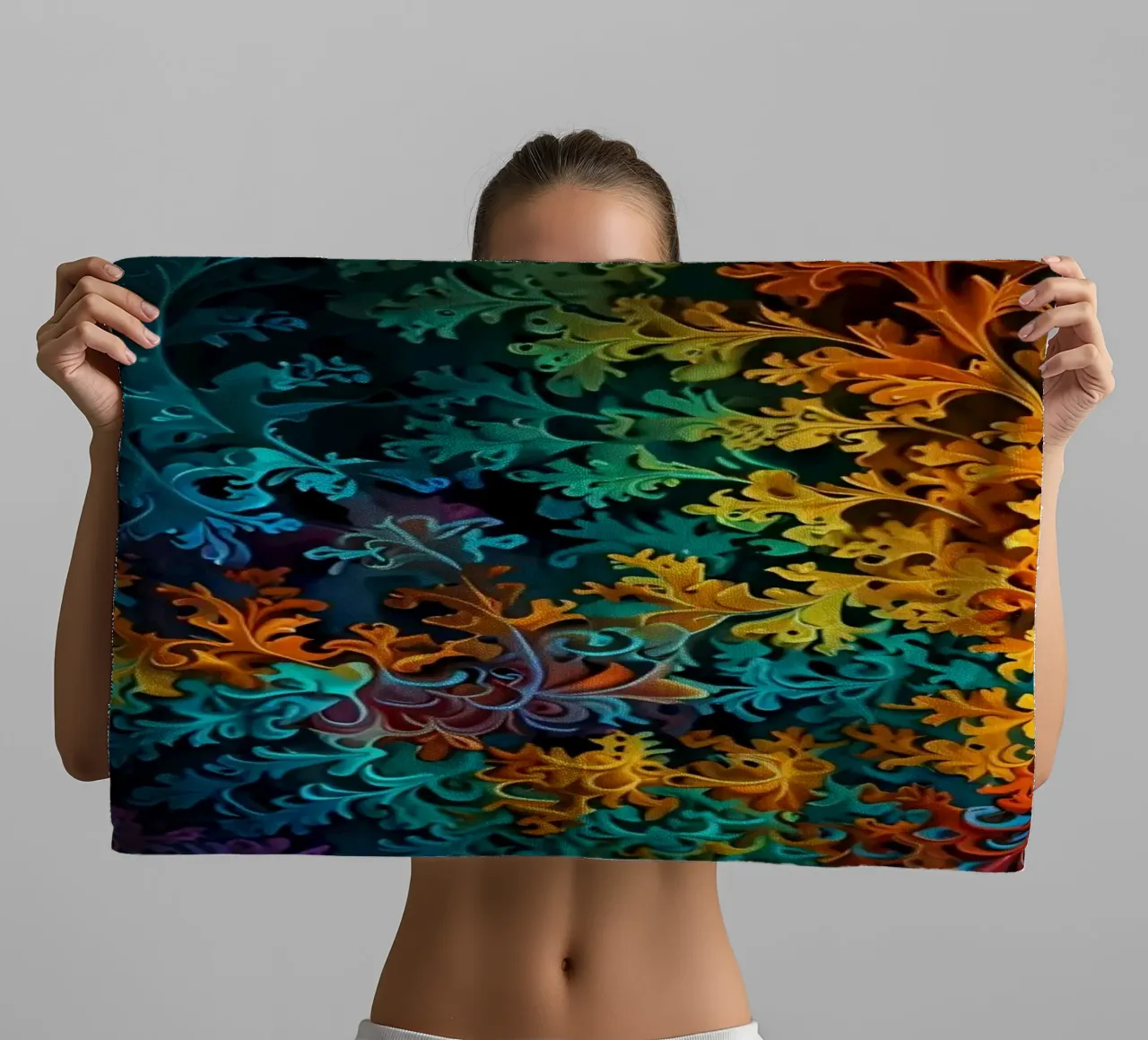 Colorful fractal design showcasing intricate patterns towel by DesignDoodle
