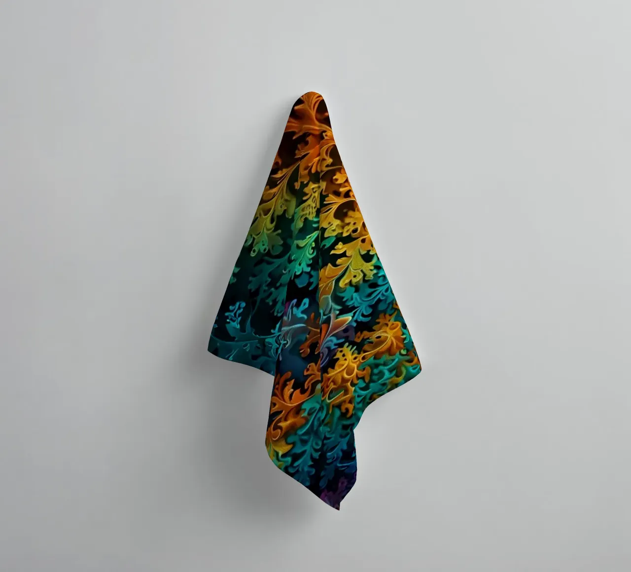 Colorful fractal design showcasing intricate patterns towel by DesignDoodle