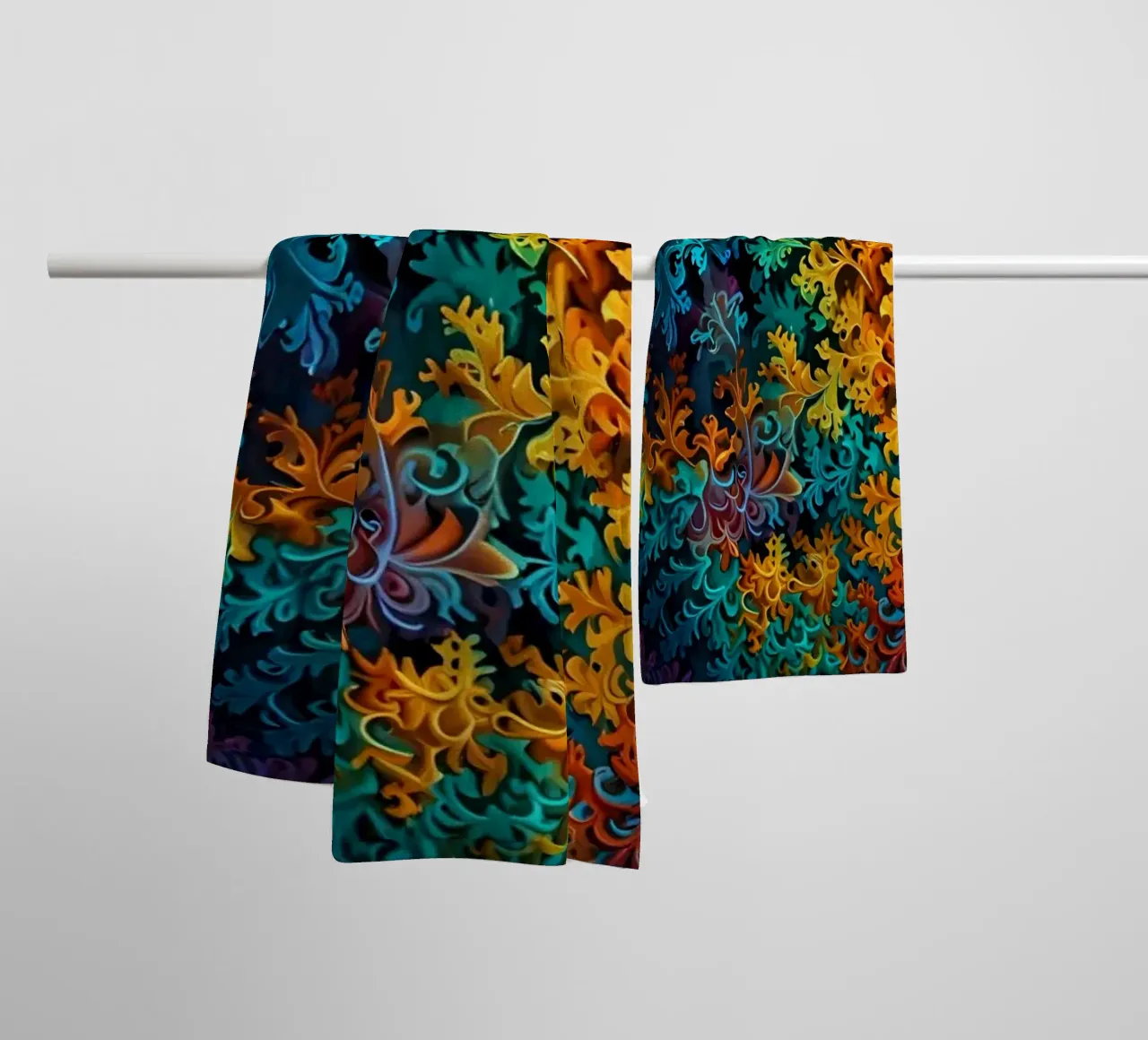 Colorful fractal design showcasing intricate patterns towel by DesignDoodle